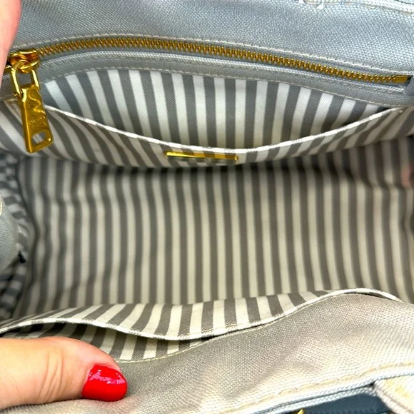 Prada Canapa RARE Slate Gray/Blue Small Tote Original Strap w/ COA - Picture 14 of 15